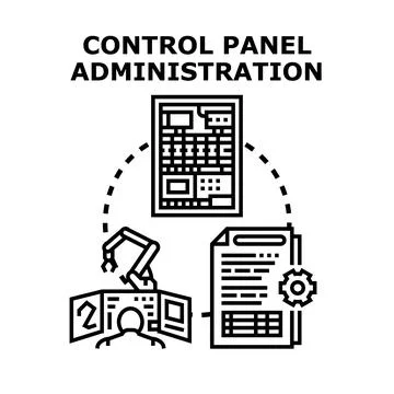 Administrator managing control panel and industrial automation processing Stock Illustration