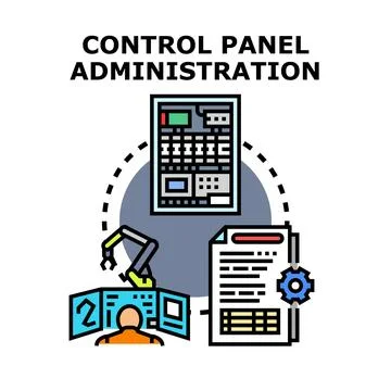 Administrator managing control panel and industrial automation processing Stock Illustration