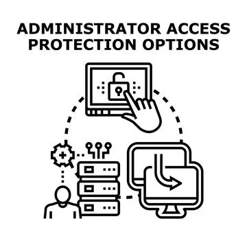 Administrator managing network access protection options Stock Illustration