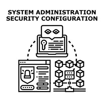 Administrator managing system security and network configuration イラスト素材