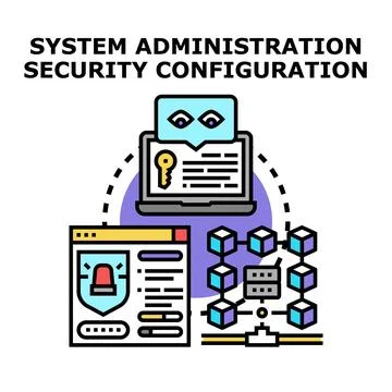 Administrator managing system security and network configuration 库存插图