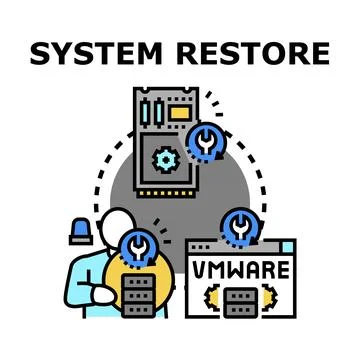 Administrator performing system restore and data recovery 스톡 일러스트