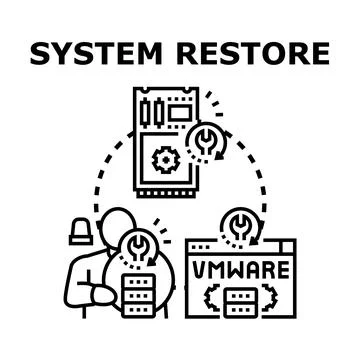 Administrator performing system restore and data recovery Stock Illustration