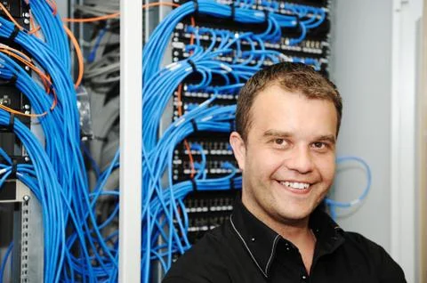 Administrator at server room Stock Photos