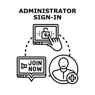 Administrator sign in process for user account access Stock Illustration