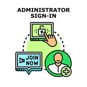 Administrator sign in process for user account access Stock Illustration
