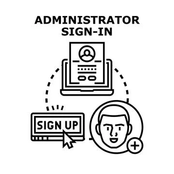 Administrator signing in and creating user account Stock Illustration