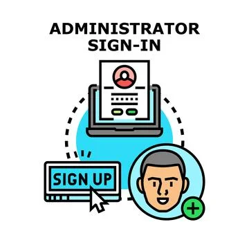 Administrator signing in and creating user account Stock Illustration