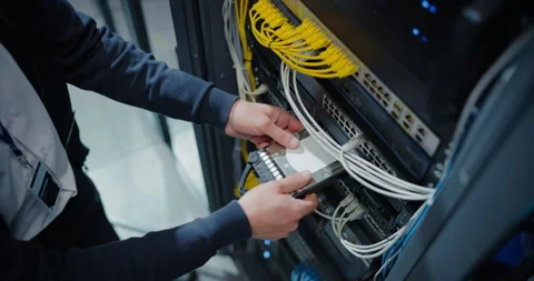 Administrator Working in Data Center Stock Footage 320866730