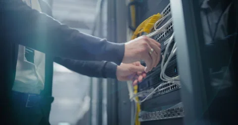 Administrator Working in Data Center Stock Footage 320866734