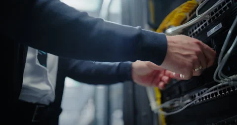 Administrator Working in Data Center Stock Footage 320866754