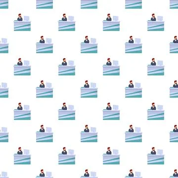 Administrator working at reception desk seamless pattern Stock-Illustration