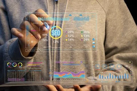 Administrators use SEO tools to help their websites rank higher in search e.. Stock Photos