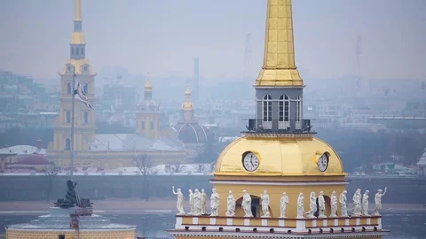 Admiralty spire St. Petersburg Stock Footage