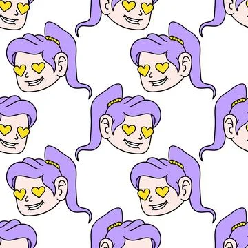 Admire girl expression seamless pattern textile print. repeat pattern backgro Stock Illustration