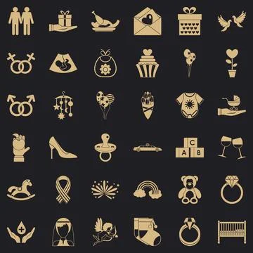 Admire icons set, simple style Stock Illustration