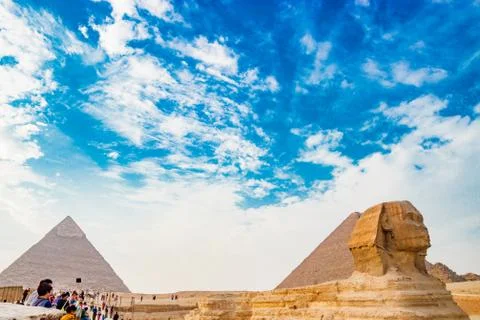 Admiring the sphinx in Cairo, Egypt Stock Photos