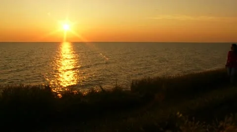 Admiring the sunset Stock Footage 21374983