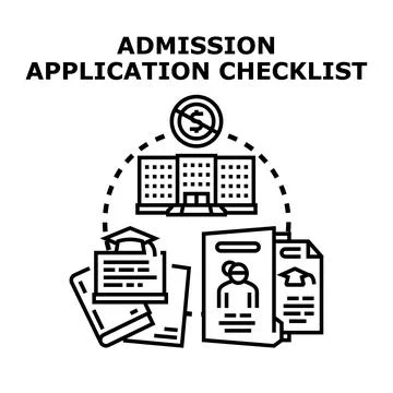 Admission application checklist for higher education enrollment Stock Illustration
