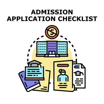Admission application checklist for higher education enrollment Stock Illustration