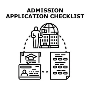 Admission application process checklist for university enrollment Stock Illustration