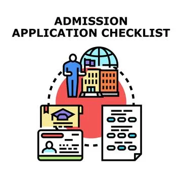 Admission application process checklist for university enrollment Stock Illustration