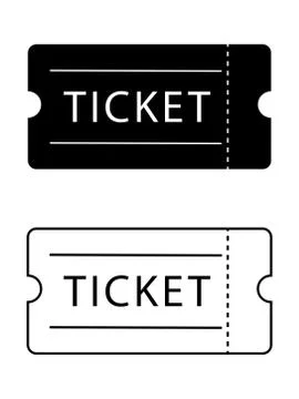Admission Ticket. Black Solid and Outline Isolated on a White Background. EPS イラスト素材