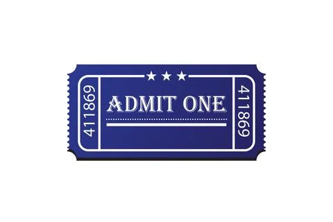 Admit one ticket isolated on white 스톡 일러스트