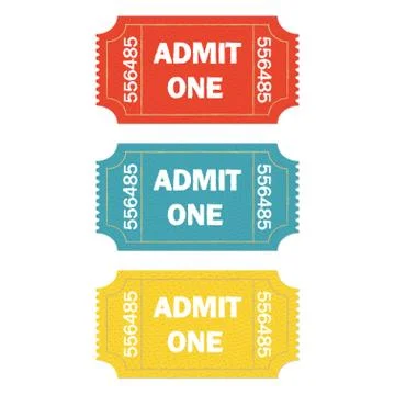 Admit one ticket set isolated on white background. Colorful vector illustration  Stock Illustration