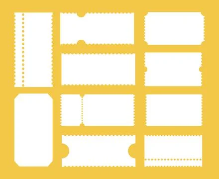 Admit one tickets. Empty white templates. Ticket patterns for cinema, circus Stock Illustration