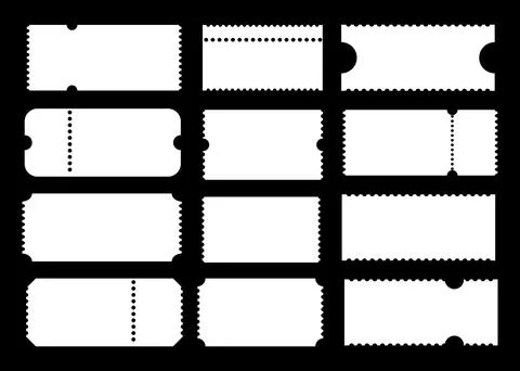 Admit one tickets flat mockup. Ticket printable pattern for cinema, circus Stock Illustration