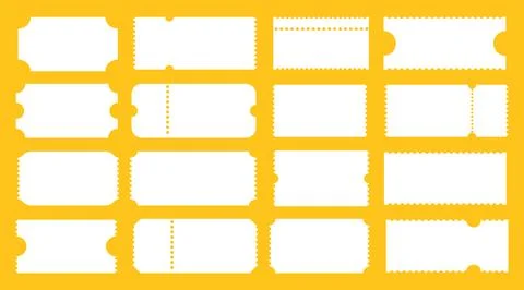 Admit one tickets mockup. Empty flat template. Boarding, lottery, sale coupons. Stock Illustration