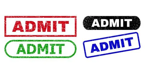 ADMIT Rectangle Stamps with Grunged Surface Stock Illustration