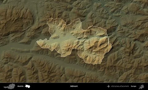 Admont highlighted, Austria. Physical 스톡 일러스트