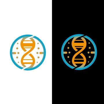 Adn logo vector Circle shape with simple bottle laboratory and DNA symbol Ilustración de archivo