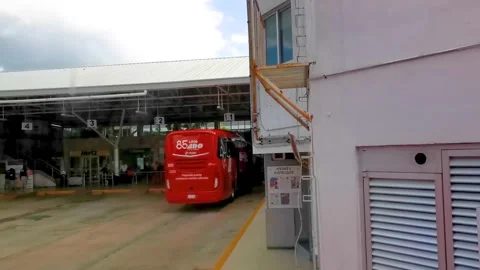 ADO bus station stop in Playa del Carmen Mexico. Stock Footage 297363581