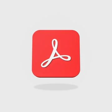 Adobe Acrobat App Icon 3D Shape Isolated on Flat Gray Background with Shadow  Stock Illustration