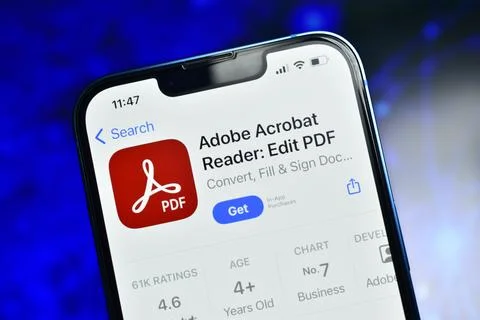 Adobe acrobat app for pdf editing Stock Photos