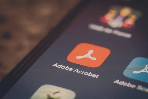Adobe Acrobat mobile app on a smartphone screen 스톡 사진