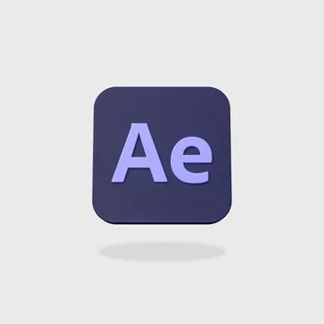 Adobe After Effects App Icon 3D Shape Isolated on Flat Gray Background with S Stock Illustration