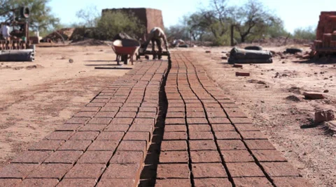 Adobe Brick Making Mud Loading Dolly Stock Footage 33745839