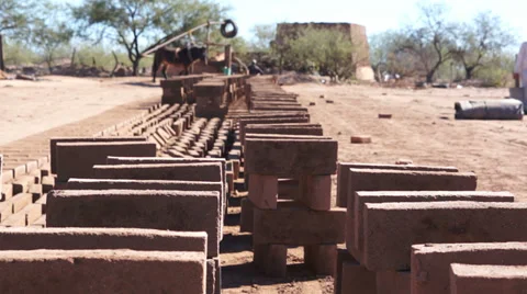 Adobe Brick Making Stacked Stock Footage 33342853