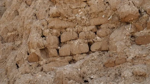 Adobe bricks in the Tucume Pyramids in Peru, South America Stock Footage 112394831