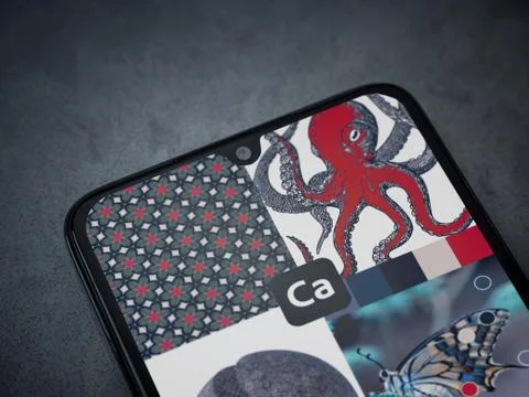 Adobe Capture - Vector and Pattern Maker app launch screen with logo on the d Stock Photos