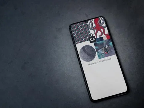 Adobe Capture - Vector and Pattern Maker app launch screen with logo on the d Foto stock