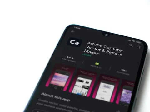 Adobe Capture - Vector &amp; Pattern Maker app play store page on the display of  Stock Photos