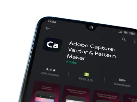 Adobe Capture - Vector &amp; Pattern Maker app play store page on the display of  Stock Photos