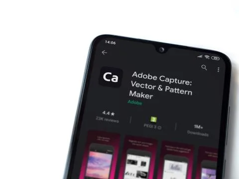 Adobe Capture - Vector &amp; Pattern Maker app play store page on the display of  Foto stock