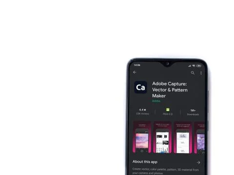Adobe Capture - Vector &amp; Pattern Maker app play store page on the display of  Stock Photos