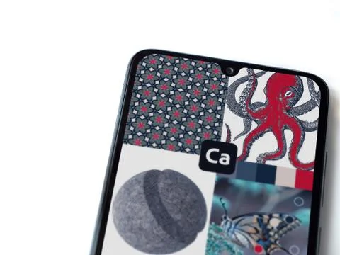 Adobe Capture - Vector &amp; Pattern Maker app launch screen with logo on the dis 스톡 사진